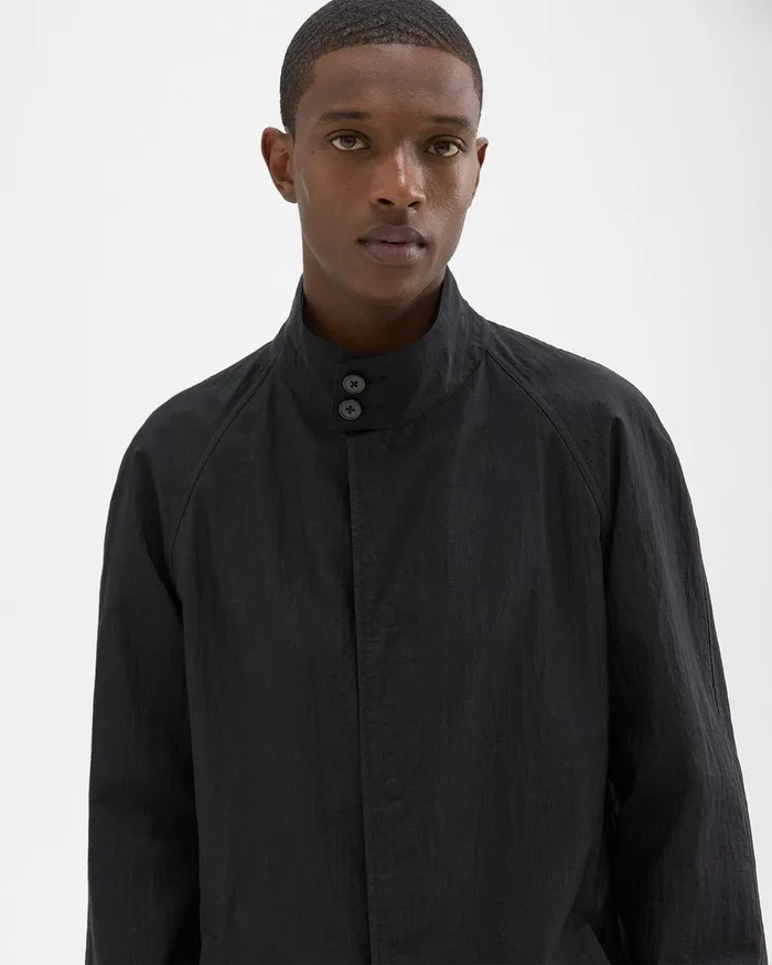 Men Theory Outerwear Reversible StandCollar Trench Coat Black