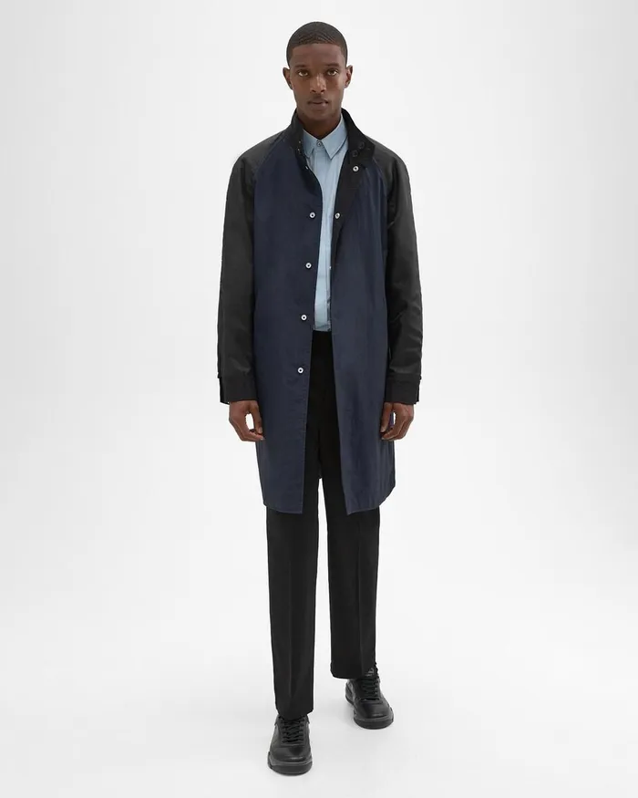 Men Theory Outerwear Reversible StandCollar Trench Coat Black