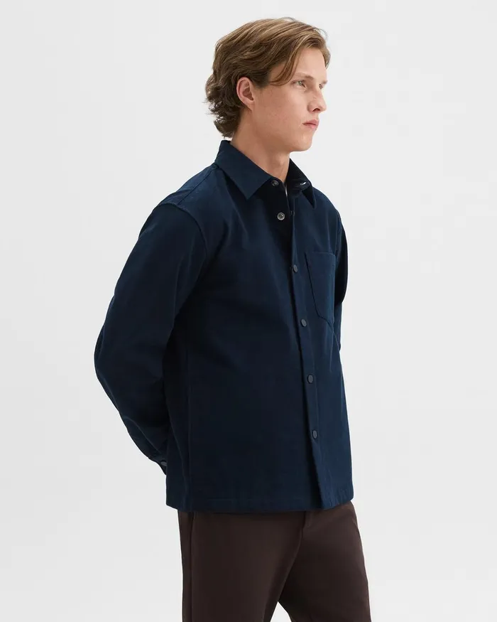 Men Theory Outerwear Shirt Jacket In Moleskin Twill Baltic