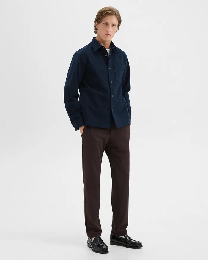 Men Theory Outerwear Shirt Jacket In Moleskin Twill Baltic