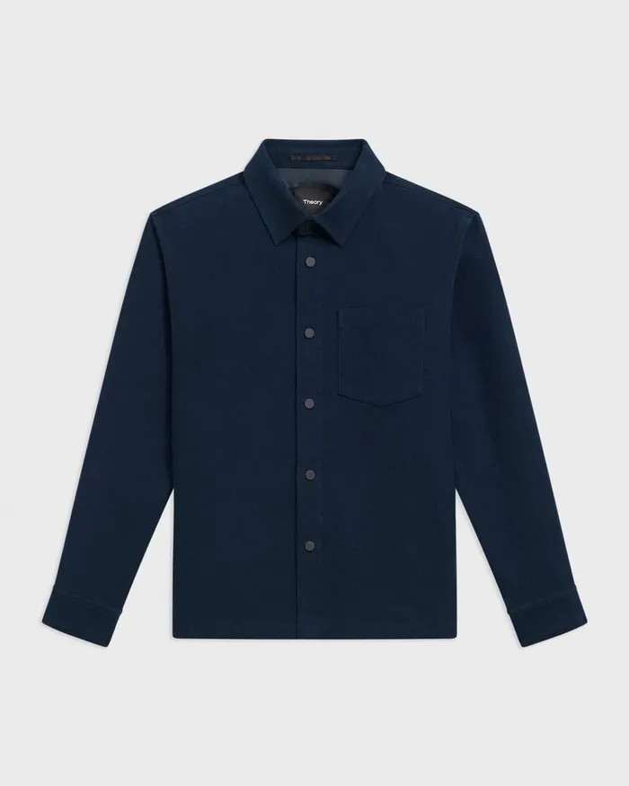 Men Theory Outerwear Shirt Jacket In Moleskin Twill Baltic