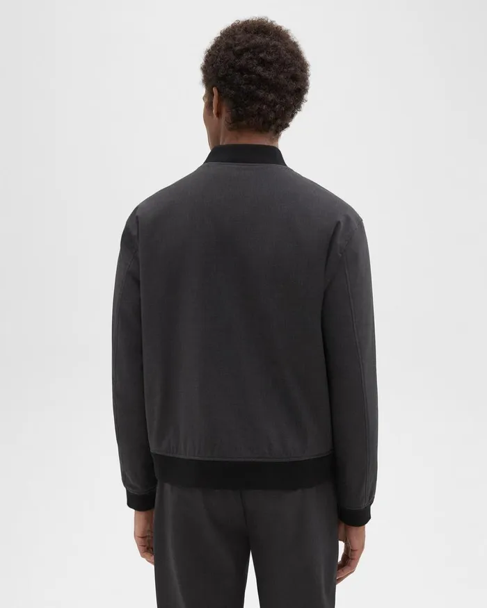 Men Theory Outerwear Tailored Bomber Jacket In Stretch Wool Dark Charcoal