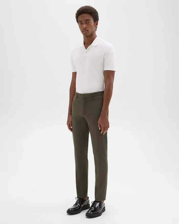 Men Theory Pants Zaine Pant In Stretch Cotton Dark Olive