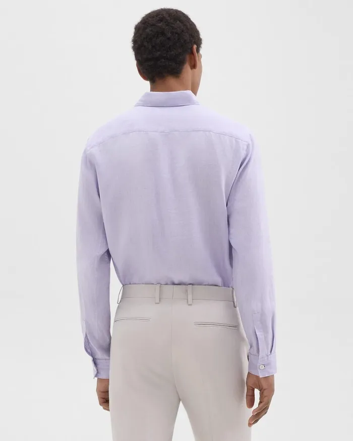 Men Theory Shirts Irving Shirt In Relaxed Linen Soft Iris