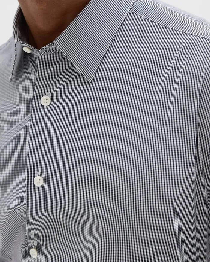 Men Theory Shirts StandardFit Shirt In Checked Stretch Cotton Whitenavy