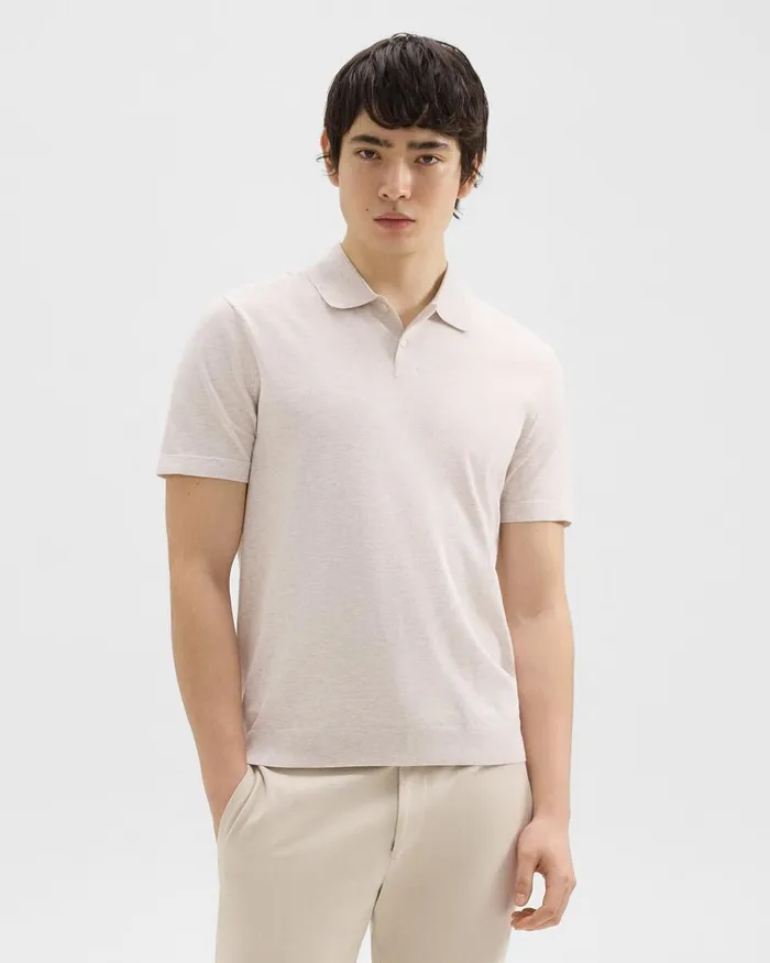 Men Theory Sweaters Cardigans Goris Polo Shirt In Light Bilen Melange Ivory