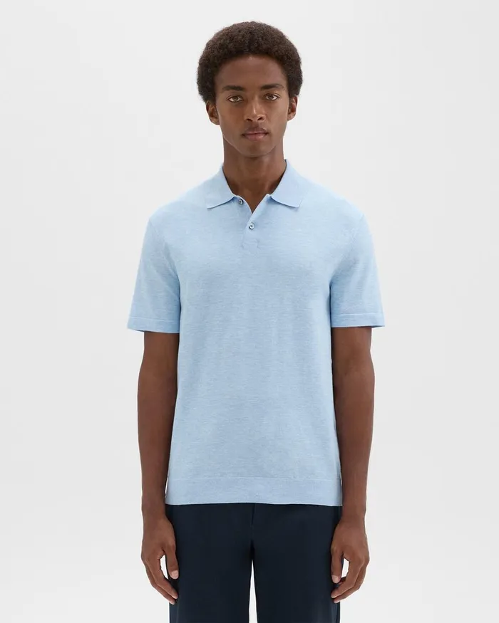 Men Theory Sweaters Cardigans Goris Polo Shirt In Light Bilen Skylight Melange Men Theory Sweaters Cardigans Goris Polo Shirt In Light Bilen Skylight Melange