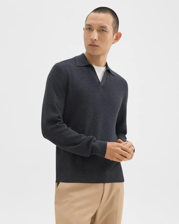 Men Theory Sweaters Cardigans Johnny Collar Sweater In Merino Wool New Pestle Melange Men Theory Sweaters Cardigans Johnny Collar Sweater In Merino Wool New Pestle Melange