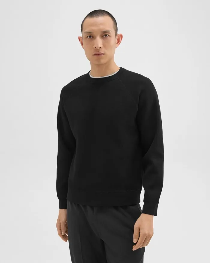 Men Theory Sweatshirts Hoodies Raglan Sleeve Sweatshirt In Light Bilen Black