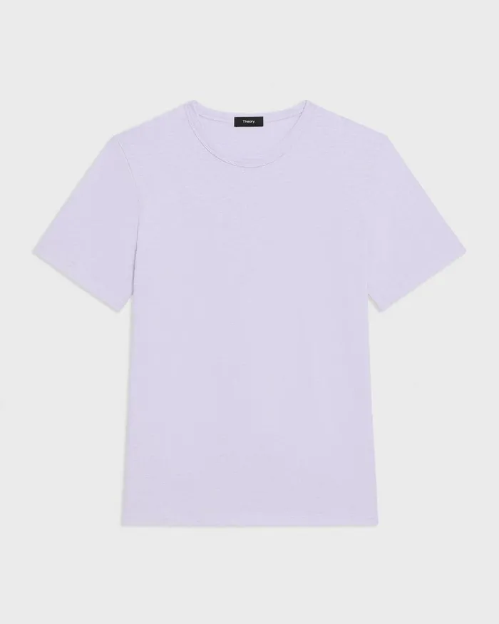 Men Theory TShirts Polos Essential Tee In Cosmos Slub Cotton Soft Iris