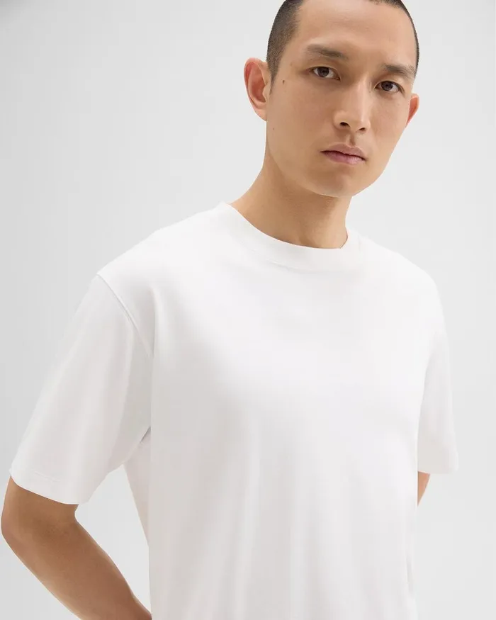 Men Theory TShirts Polos Relaxed Tee In Cotton Jersey White