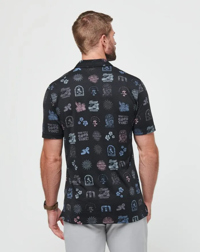 Men TOURIST SEASON POLO Black TravisMathew Polos
