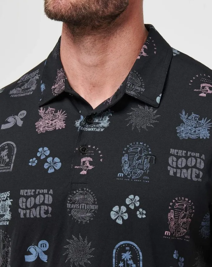 Men TOURIST SEASON POLO Black TravisMathew Polos