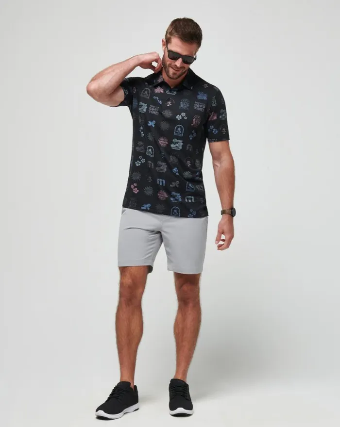 Men TOURIST SEASON POLO Black TravisMathew Polos