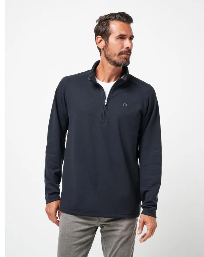 Men UPGRADED QUARTER ZIP Black TravisMathew Quarter Zips