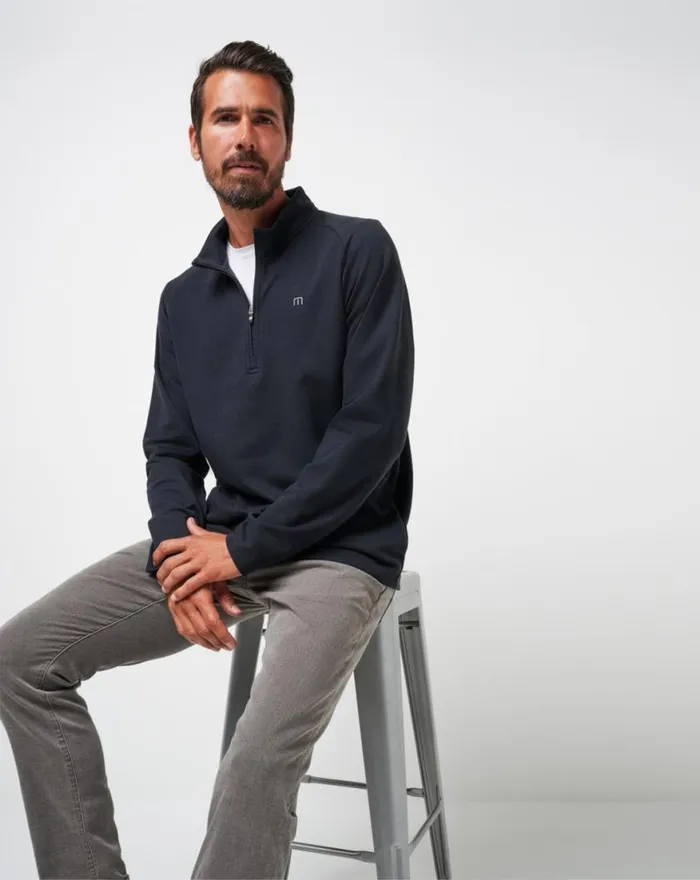 Men UPGRADED QUARTER ZIP Black TravisMathew Quarter Zips