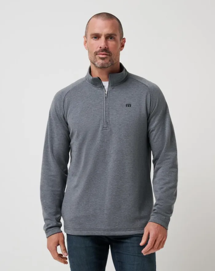 Men UPGRADED QUARTER ZIP Dark Grey TravisMathew Quarter Zips