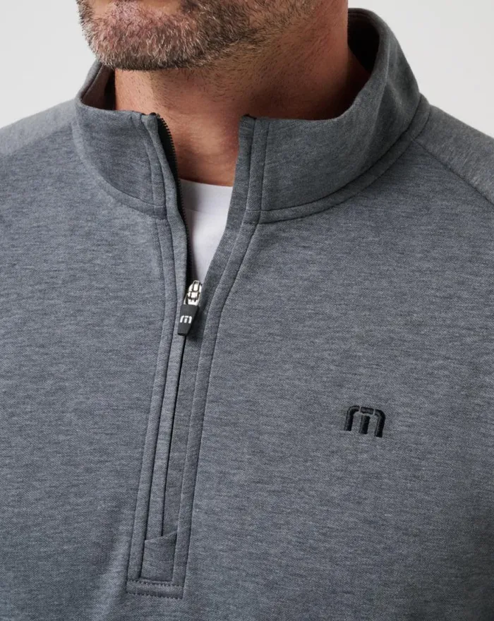 Men UPGRADED QUARTER ZIP Dark Grey TravisMathew Quarter Zips