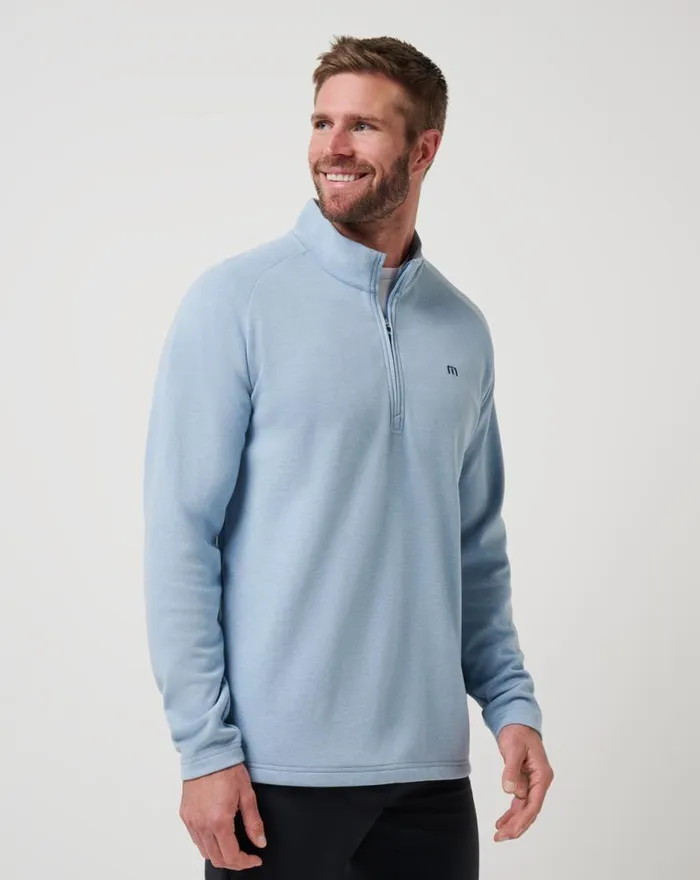 Men UPGRADED QUARTER ZIP Light Blue TravisMathew Quarter Zips