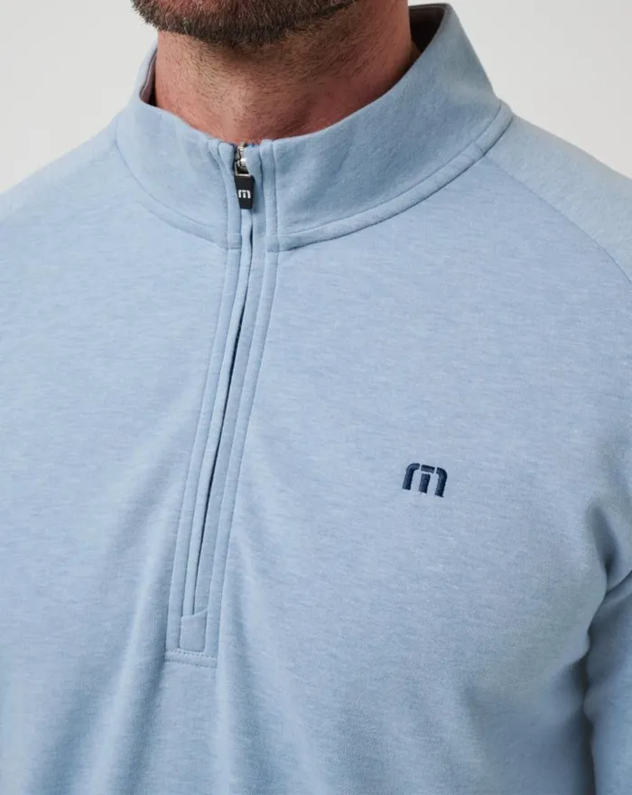 Men UPGRADED QUARTER ZIP Light Blue TravisMathew Quarter Zips