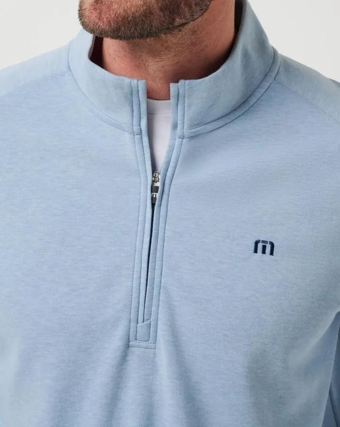 Men UPGRADED QUARTER ZIP Light Blue TravisMathew Quarter Zips