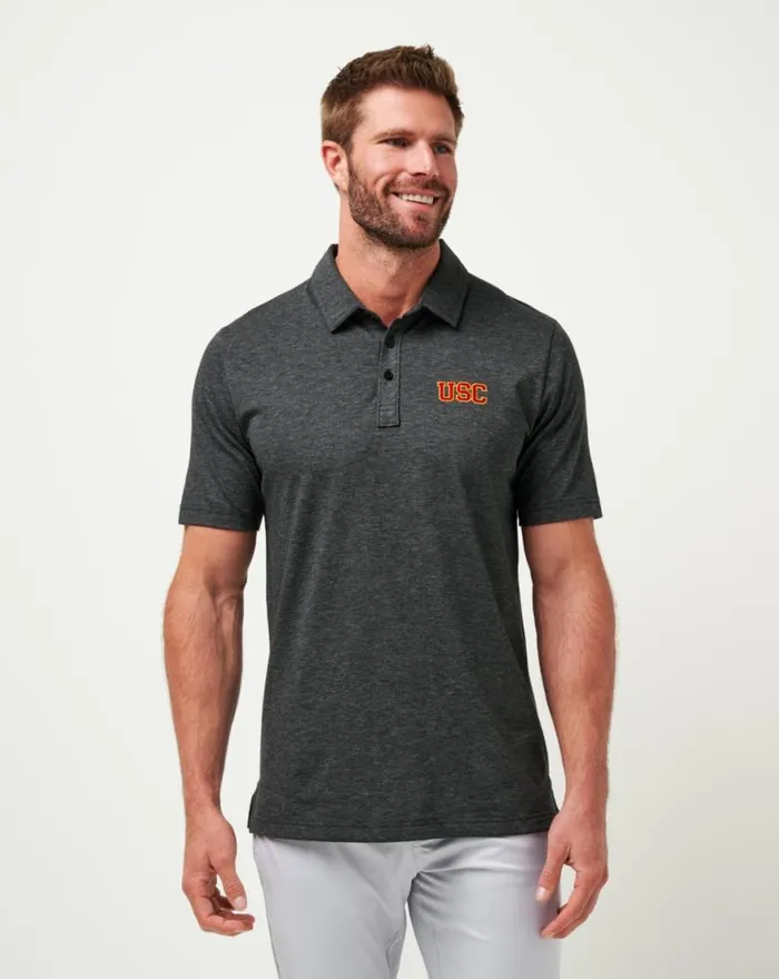 Men USC THE ZINNA POLO Heather Black TravisMathew Polos