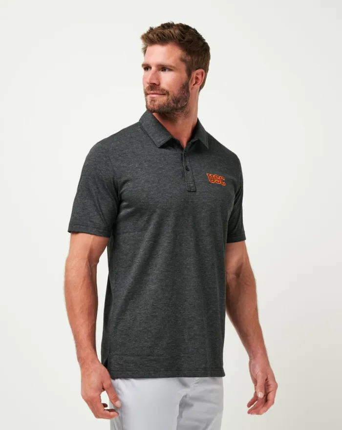 Men USC THE ZINNA POLO Heather Black TravisMathew Polos