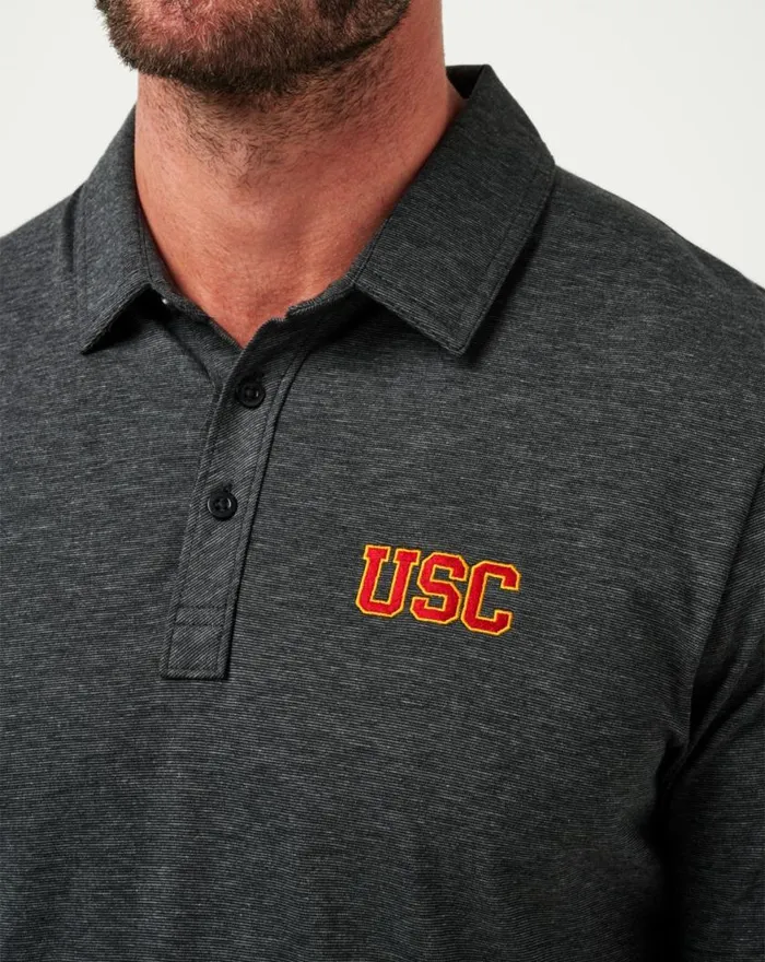 Men USC THE ZINNA POLO Heather Black TravisMathew Polos