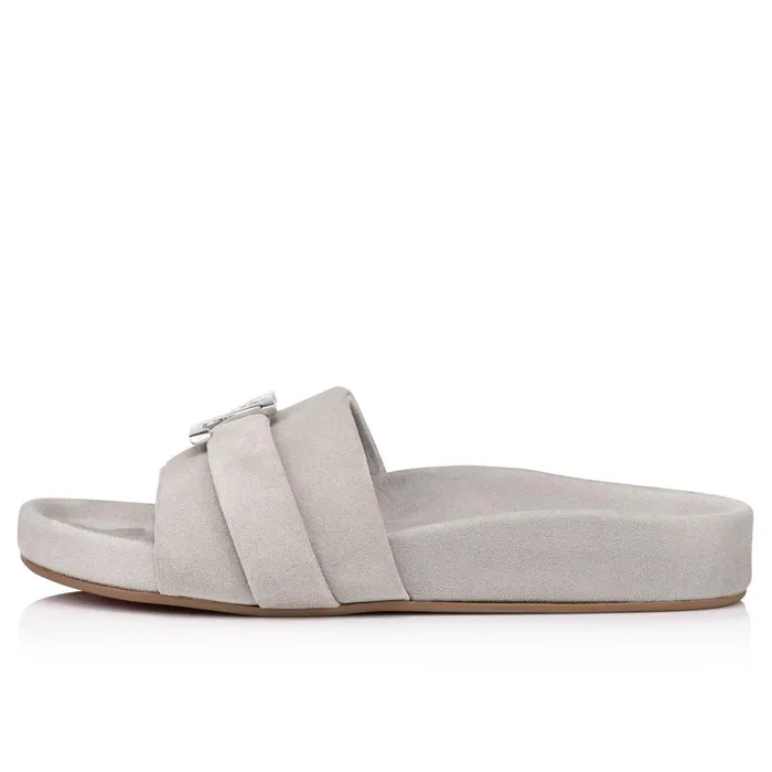Men Varsimule Bizz Sandals 8211 Leather 8211 Goose Grey Christian Louboutin Sandals and Espadrilles
