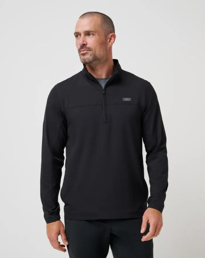 Men WANDERLUST QUARTER ZIP Black TravisMathew Quarter Zips