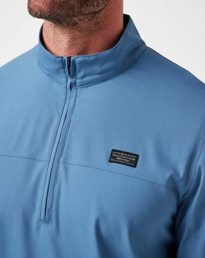 Men WANDERLUST QUARTER ZIP Copen Blue TravisMathew Quarter Zips