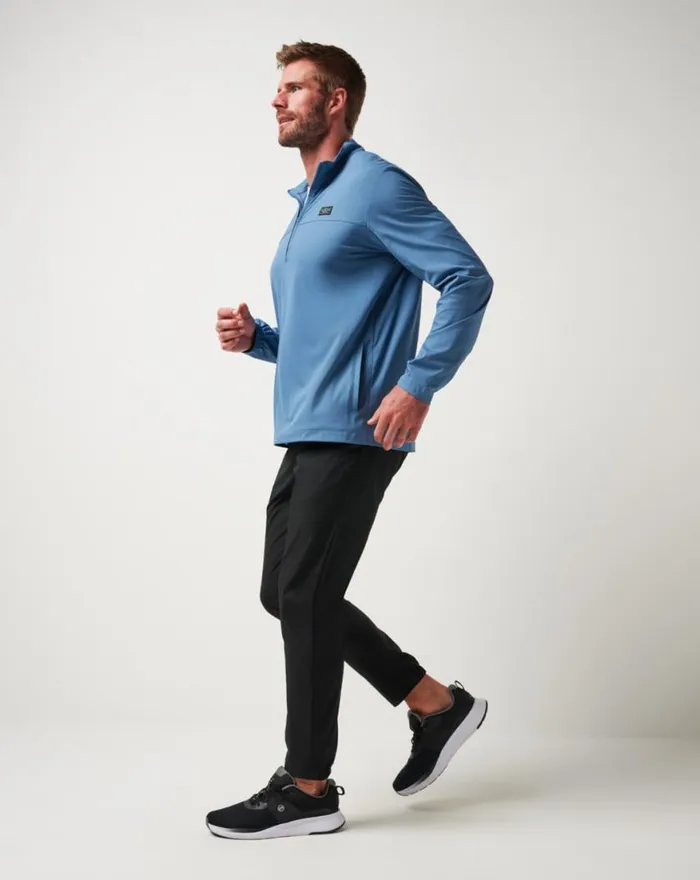 Men WANDERLUST QUARTER ZIP Copen Blue TravisMathew Quarter Zips