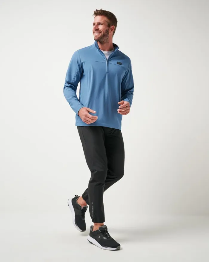 Men WANDERLUST QUARTER ZIP Copen Blue TravisMathew Quarter Zips