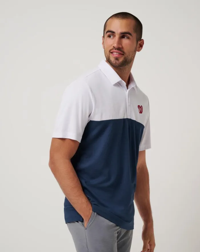 Men WASHINGTON NATIONALS HOME RUN LEADER POLO Whitenavy TravisMathew Polos