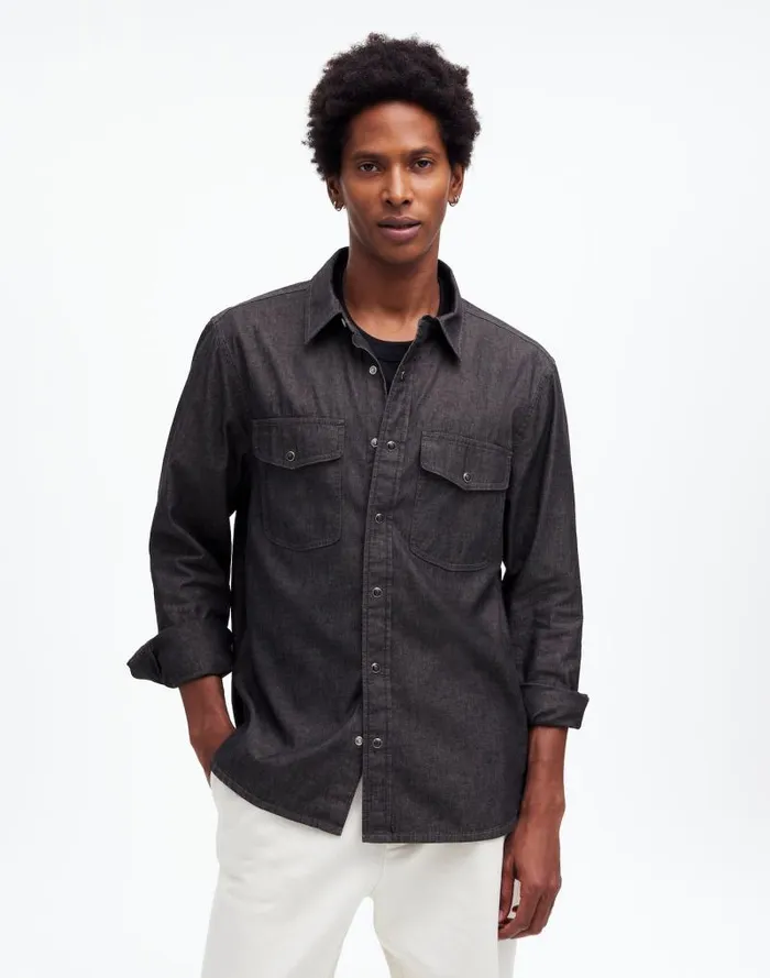 Men Western Easy Shirt In Chambray Kennedale Wash Madewell Shirts