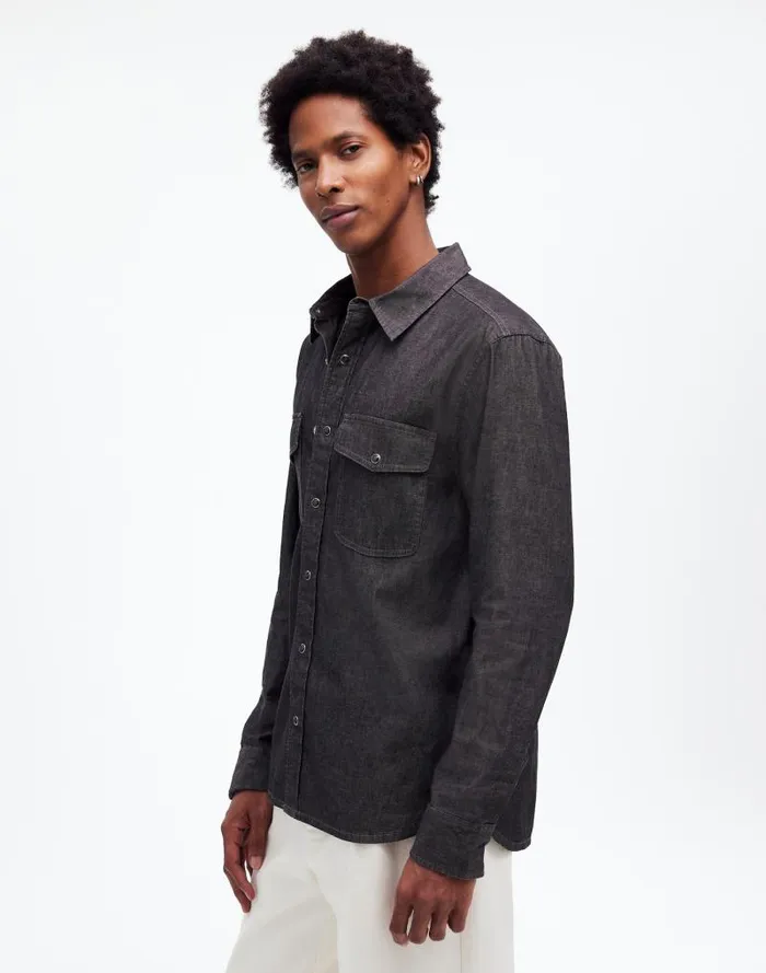 Men Western Easy Shirt In Chambray Kennedale Wash Madewell Shirts