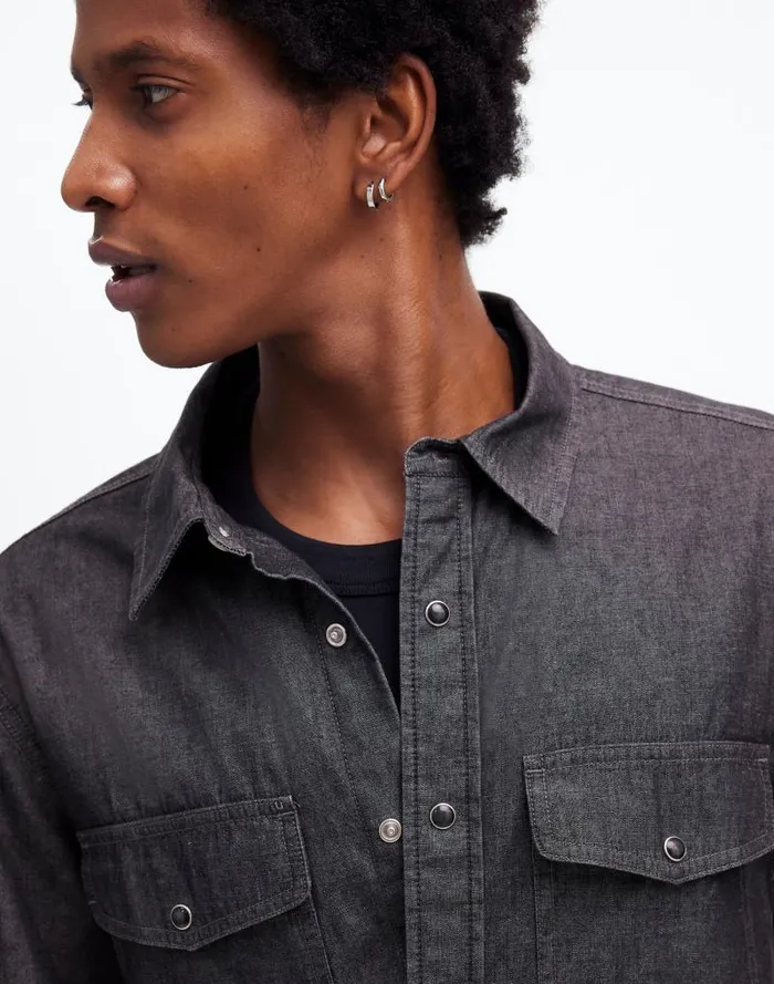 Men Western Easy Shirt In Chambray Kennedale Wash Madewell Shirts