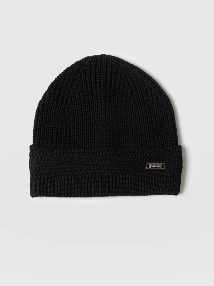 Merino Beanie 8211 Black Black Women Saint And Sofia Scarves and Hats