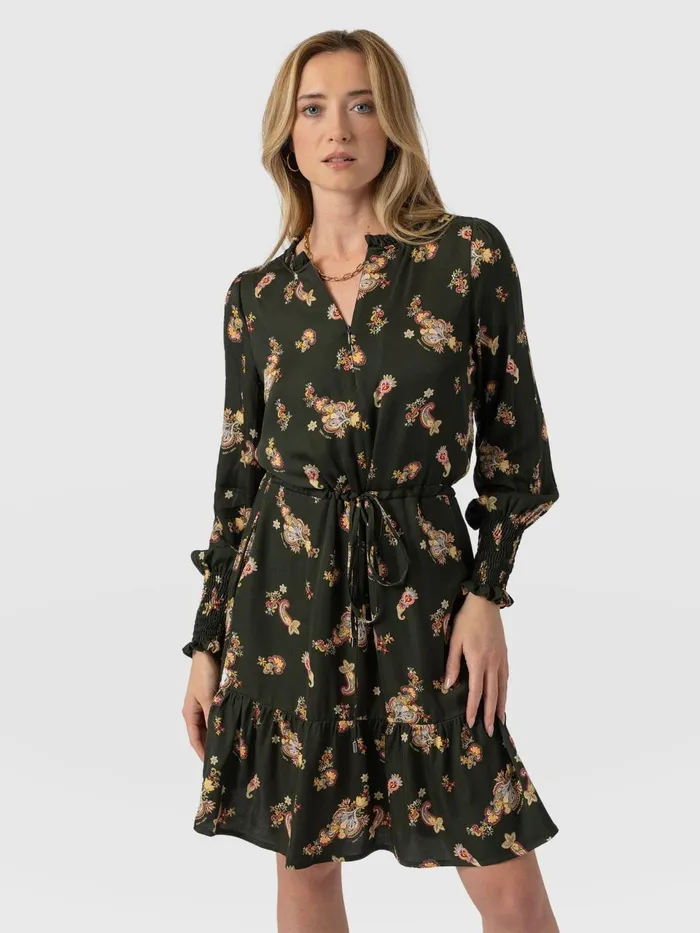 Mini Olivia Zip Up Dress 8211 Khaki Paisley Khaki Paisley Women Saint And Sofia Dresses