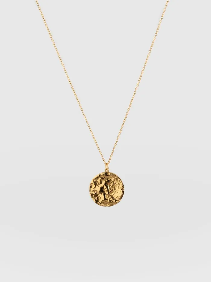 Molten Disc Charm Necklace 8211 Gold Gold Women Saint And Sofia Necklaces