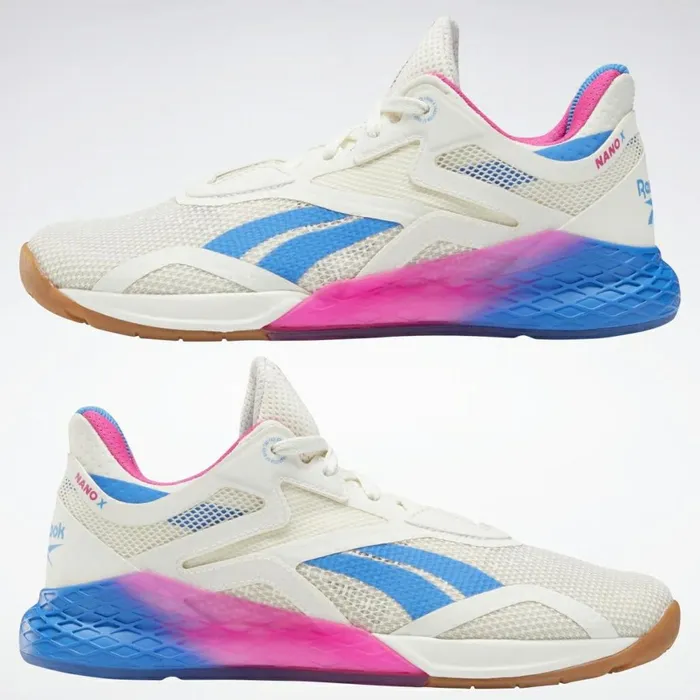 Nano Womens Reebok Nano X Training Shoes White Proud Pink Horizon Blue