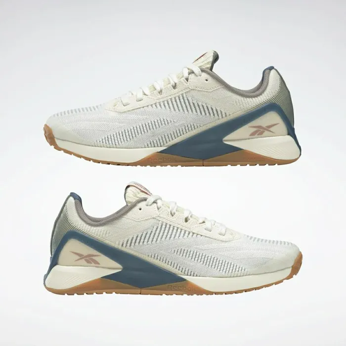 Nano Womens Reebok Nano X1 Vegan Training Shoes Classic White Harmony Green Brave Blue