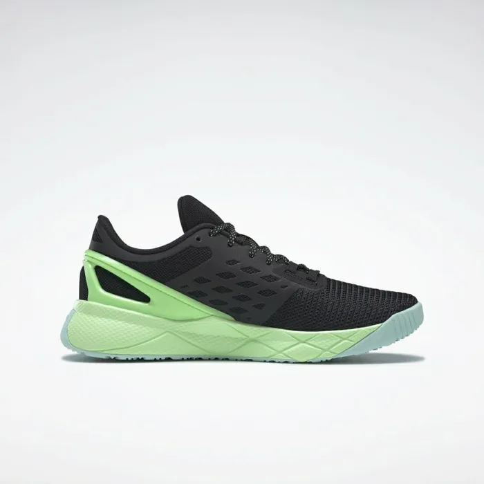 Nano Womens Reebok Nanoflex TR Training Shoes Core Black Digital Glow Neon Mint