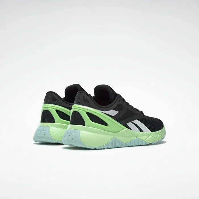 Nano Womens Reebok Nanoflex TR Training Shoes Core Black Digital Glow Neon Mint