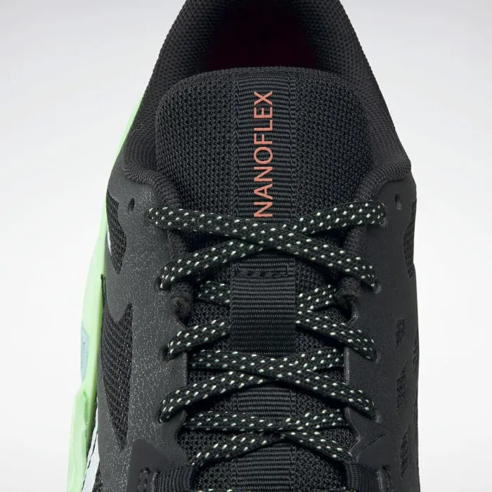Nano Womens Reebok Nanoflex TR Training Shoes Core Black Digital Glow Neon Mint