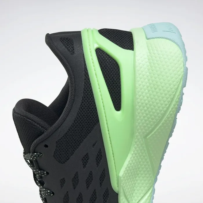 Nano Womens Reebok Nanoflex TR Training Shoes Core Black Digital Glow Neon Mint