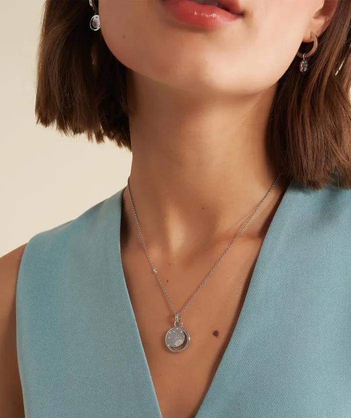 Necklaces Women Olivia Burton Celestial Sun Silver Tone Pendant Necklace