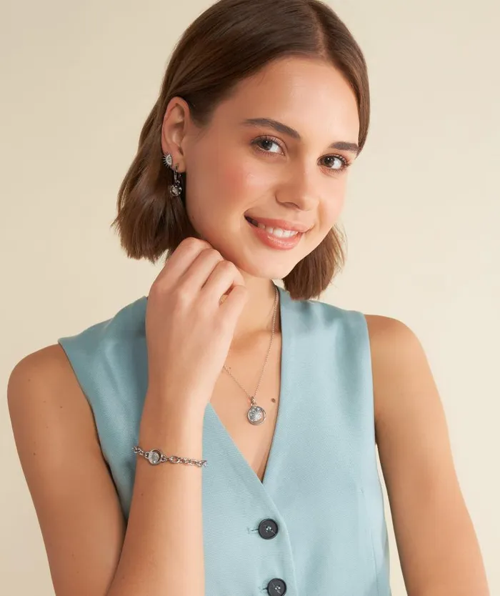 Necklaces Women Olivia Burton Celestial Sun Silver Tone Pendant Necklace