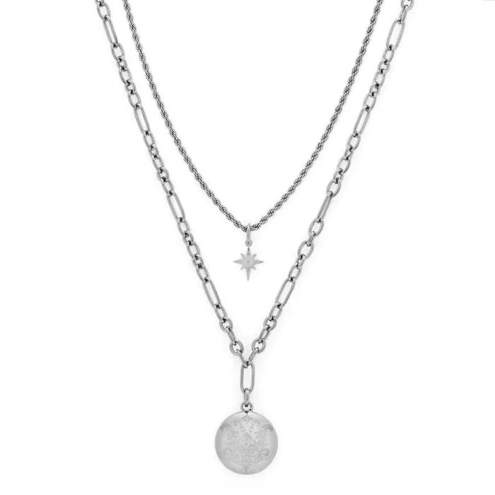 Necklaces Women Olivia Burton Ever Stacked Silver Tone MultiChain Necklace