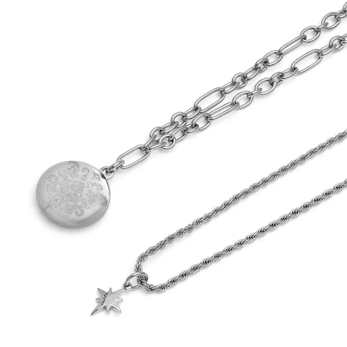 Necklaces Women Olivia Burton Ever Stacked Silver Tone MultiChain Necklace